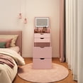 thumbnail image 5 of UHOMEPRO Pink Vanity Set with Mirror and a Hidden Storage Stool, 3-in-1 Multifunctional Dressing Table Set with with 3 Color Lighting Brightness Adjustable, Pretty Vanity Set for Girls, Women's Gift, 5 of 8