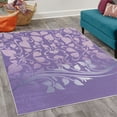 thumbnail image 2 of Floral Decorative Rug, Romantic Royal Leaf Pattern Yellow Colored Blossoming Branch Leaves Art, Quality Carpet for Bedroom Dorm and Living Room, 6 Sizes, Lavender Lilac, by Ambesonne, 2 of 4