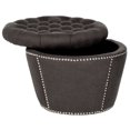 thumbnail image 3 of SAFAVIEH Vanessa Modern Glam Ottoman w/ Silver Nail Heads, Charcoal, 3 of 5