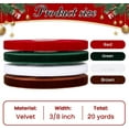 thumbnail image 2 of 4 Colors Velvet Ribbon Set, 3/8 Inch 20 Yards Ribbon for Christmas Tree Ornaments, Wreath Decoration, Gift Wrapping, Bow Making, Handmade Crafts, 2 of 7