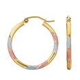 thumbnail image 5 of Jewelstop 14K 3 Tone Gold Twisted Round Hoop Earrings - 2x15 mm, 1.2gr., 5 of 6