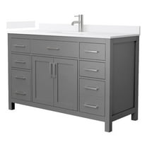 Beckett 54" Dark Gray Single Vanity & White Quartz Top (1-Hole) & Nickel Trim