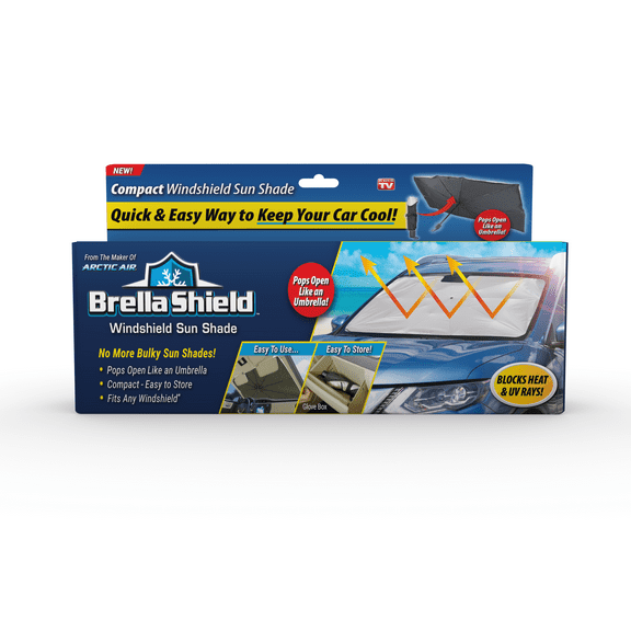 Brella Shield Windshield Sun Shade, Compact Car Shade, Fits Most Vehicles , As Seen on TV