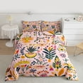 thumbnail image 2 of Feelyou Hippie Leaf Plant Queen Comforter Set, Bohemian Flower Bedding Comforter Set, 3pcs, 2 of 8