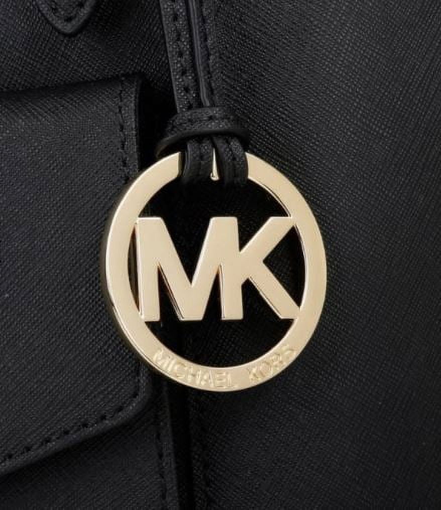Michael Kors Jet Set Leather Large Top-Zip Snap Pocket Tote Bag –