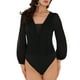 thumbnail image 1 of INSPIRAR CHIC Mono de Encaje con Cuello en V de Chifón con Mangas Abullonadas para Mujeres S Negro, 1 of 6