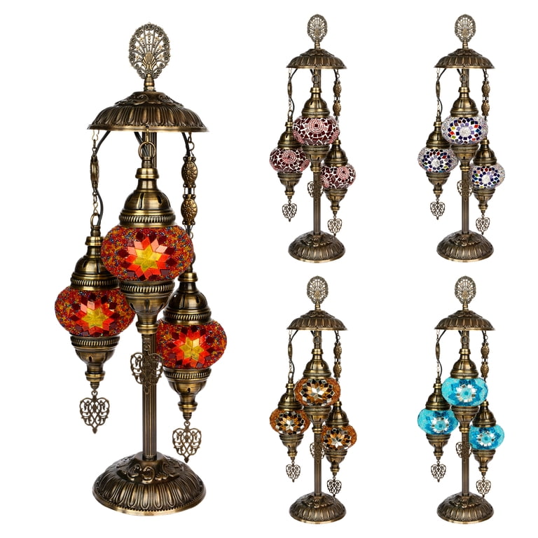 DEMMEX 3 Globes Turkish Moroccan Mosaic Bohemian Table Desk - Want It All