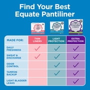 Equate Thin Panty Liners, Regular Length, Unscented, Individually Wrapped, Compare to Always®, 20 Count