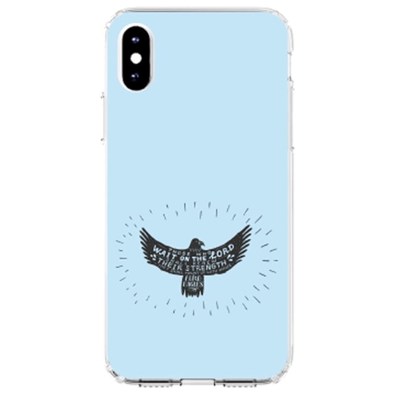 DistinctInk Clear Shockproof Hybrid Case for iPhone X / XS (5.8" Screen) - TPU Bumper, Acrylic Back, Tempered Glass Screen Protector - MountUp with Wings Like Eagles