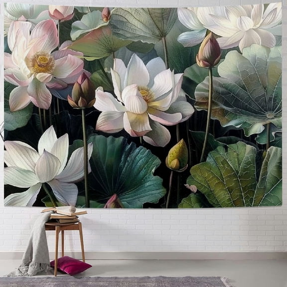 PRATYUS Lotus Flower Tapestry, Abstract Watercolor Floral Tapestry, Living Room Bedroom Wall Hanging for Home Decoration… 40x30inch