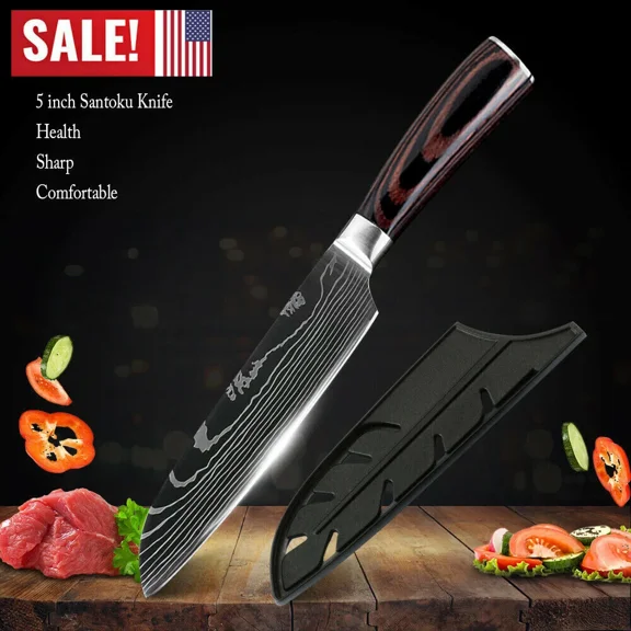 5 Inch Kitchen Knife Chef Knives Damascus Stainless Steel High Carbon Cleaver Us