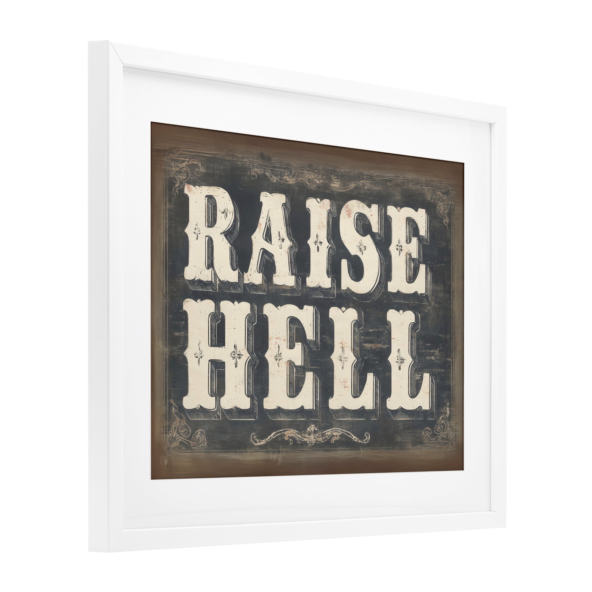 Stupell Industries Raise Hell Vintage Western White Framed Print Under Glass, design by Arlington Prints