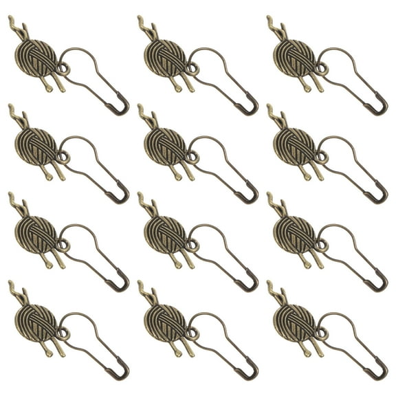GAXIRE 12pcs Brown Antique Metal Stitch Holders for Knitting Projects for Crocheting Enthusiasts