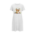 thumbnail image 5 of Sakmal Christmas Moomoo Womens Nightgown White Loose Lightweight Comfy Nightwear Reindeer Print Short Sleeve Short Crew Neck Nightgowns S-2XL, 5 of 5