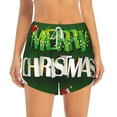 thumbnail image 2 of Balery Merry Christmas Pattern Women's Running Shorts with Liner 2 Pockets Elastic Workout Athletic Gym Yoga Shorts-Small, 2 of 7