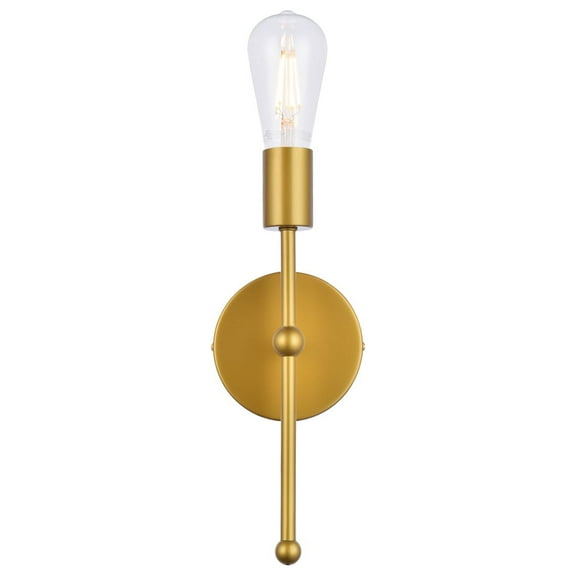 Living District Keely 1-Light Mid-Century Metal Wall Sconce in Brass