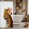 thumbnail image 3 of Manfei Animal Leopard Shower Curtain 72Wx84L,Tropical Hibiscus FlowerBathroom Shower Curtain, 3 of 6