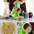 thumbnail image 6 of Wovilon Rotary Cheese Grater Hand Crank, Kitchen Shredder for Fruit, Vegetables and Nuts, Mandolin Grinder with Non-slip Suction Base and 3 Drum Blades, Easy to Clean, Green, 6 of 9