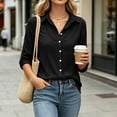 thumbnail image 5 of CBASIHI Womens Cotton Linen Button Down Shirts- Loose Fit Long Sleeve Collared Casual Lightweight Fall Tops Black Size 2XL, 5 of 9