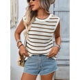 thumbnail image 5 of Women Sweater Vest Top Striped Sleeveless Knit Tank Tops Summer Outfits Brown XL, 5 of 10