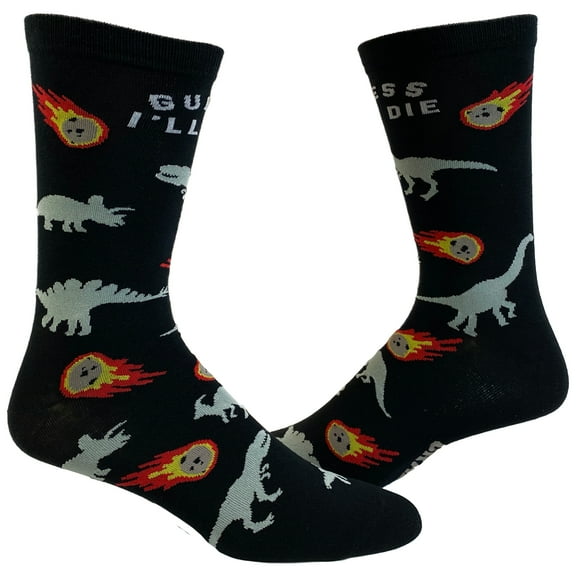 Men's Guess I'll Die Socks Funny Dinosaur Extinction Meteor Graphic Novelty Footwear