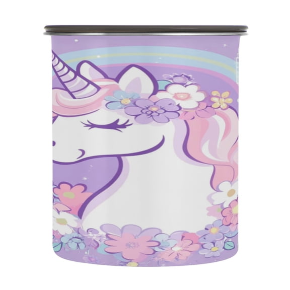 Wobogo Cute Unicorn Purple Pattern Food Storage Jars 304 Food Grade Stainless Steel Canisters With Vacuum Airtight Lids for Coffee Snacks Nuts Cereal 900ML
