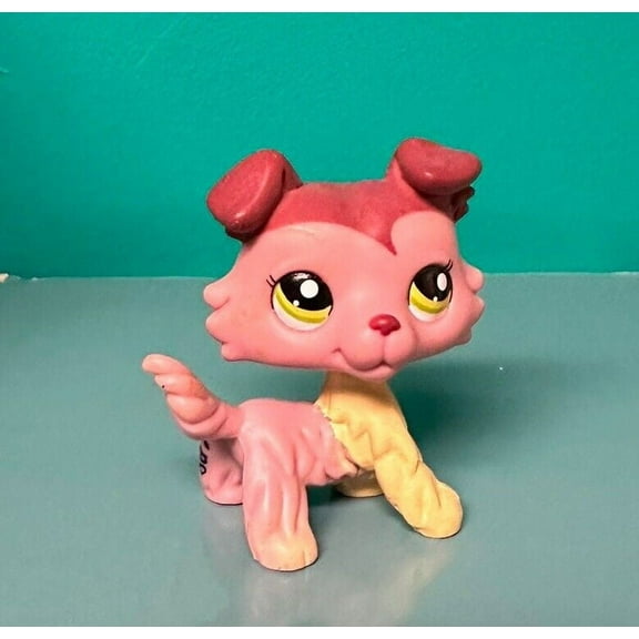 Lps 1723 Littlest Petshop Original Authentic Chien Colley Dog Collie Hasbro Pink