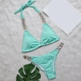 thumbnail image 4 of Gibobby Trajes de Baño para Mujer Natación playa traje de baño Bikini conjunto Bandeau vendaje mujeres Sexy diamante trajes de baño traje de baño Tankini(Verde de menta,G), 4 of 5