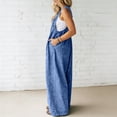 thumbnail image 6 of ClodeEU Women's V Neck Sleeveless Wide Leg Jumpsuit,Casual Loose Romper with Pockets Blue,Women's Plus XL, 6 of 7