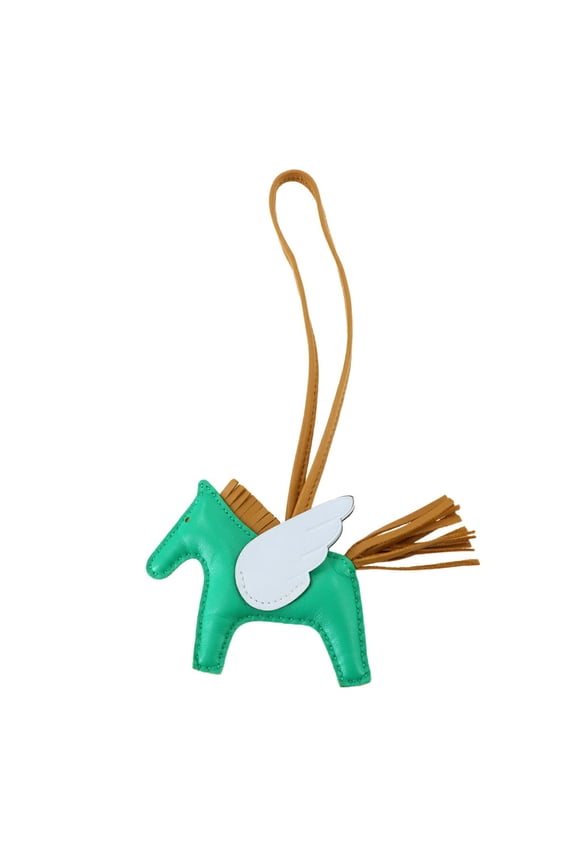 Pre-Owned Hermes Herms Rodeo Pegasus PM Bag Charm, Aneu Milo Mint, Sesame Blue...