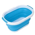 thumbnail image 2 of Cesta de almacenamiento plegable de silicona para frutas/verduras/artículos diversos, asas dobles, color azul, 2 of 11