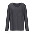 thumbnail image 3 of ZyeKqe Womens Long Sleeve Shirts Casual V Neck Top Solid Color Loose Fitting Tees TopFall Clothes, 3 of 5