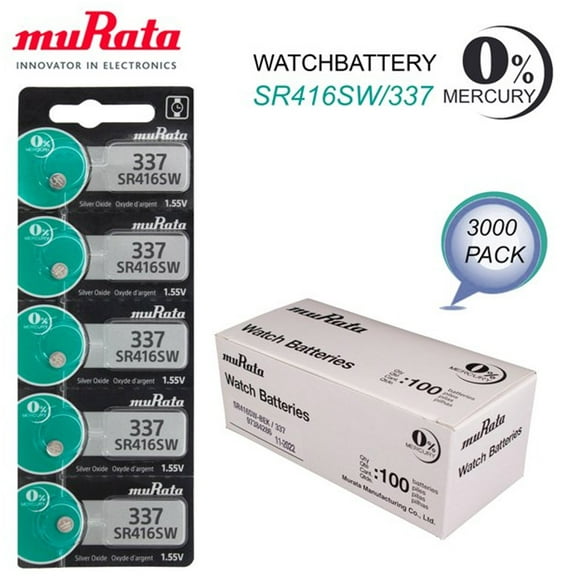 Murata 337 SR416SW Watch Batteries Button Cell, 3000 Wholesale Pack