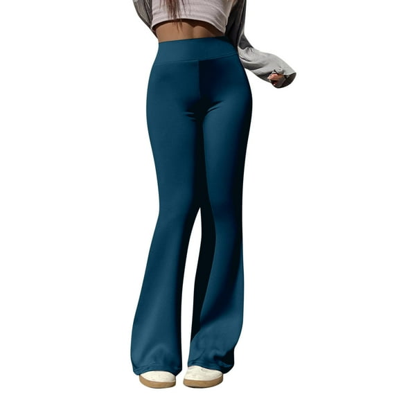 oqasdz Leggings for Women Casual Low Waisted Fashion Slim Solid Color Flared Leg Sports Yoga Pants L