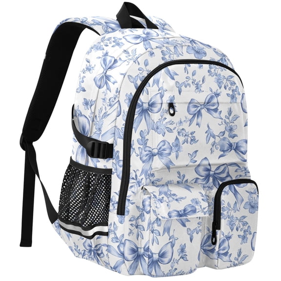 ALAZA Vintage Bows Blue Print Student Backpack School Bookbag Large Laptop Daypack Travel Bag