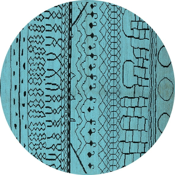 Ahgly Company Indoor Round Solid Light Blue Modern Area Rugs, 5' Round