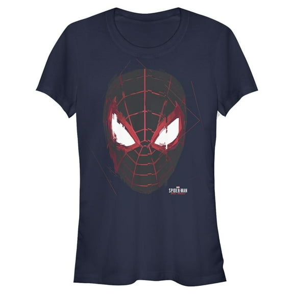 Junior's Marvel Spider-Man: Miles Morales Glitch Mask Graphic Tee Navy Blue 2X Large