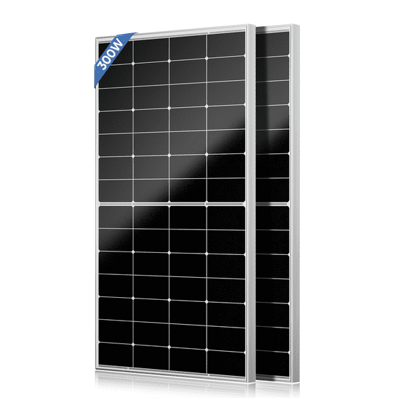 RVPOZWER 2pcs 300 Watt Solar Panels 12/24 Volt Monocrystalline PV Power Charger On/Off-Grid 600W Supplies for Rooftop Charging Station Farm Yacht and Other Off-Grid Applications