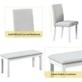 thumbnail image 5 of ZIVACATE 6-Piece Solid Wood Dining Table Set, Including 1 Dining Table, 4 Upholstered Chairs and 1 Bench, Wooden Legs Dining Table Set for Dining Room, Kitchen, Restaurant, White Diamond, 5 of 12