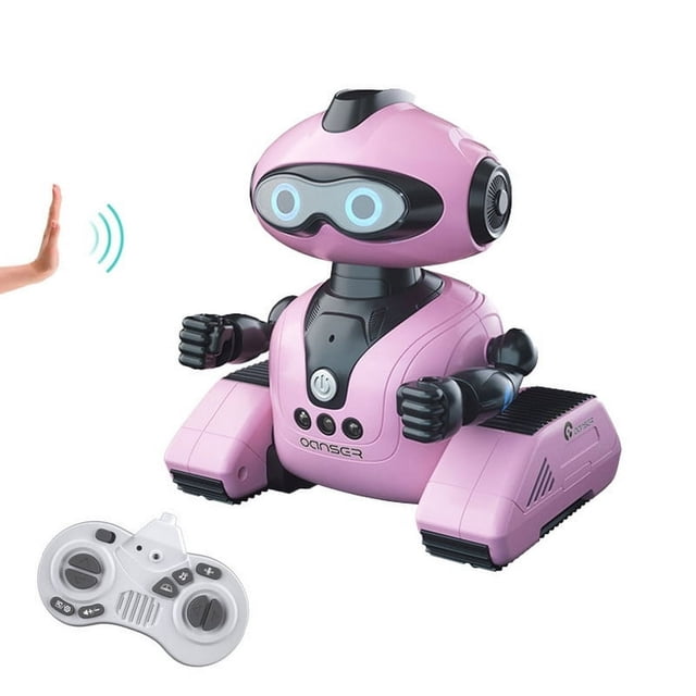 RC Robot Jouets Télécommande Infrarouge Geste Détection Musique Chanson Danse Robots Intelligents avec Yeux LED Cadeaux d'Anniversaire pour les Garçons 5+ Ans (Rose)