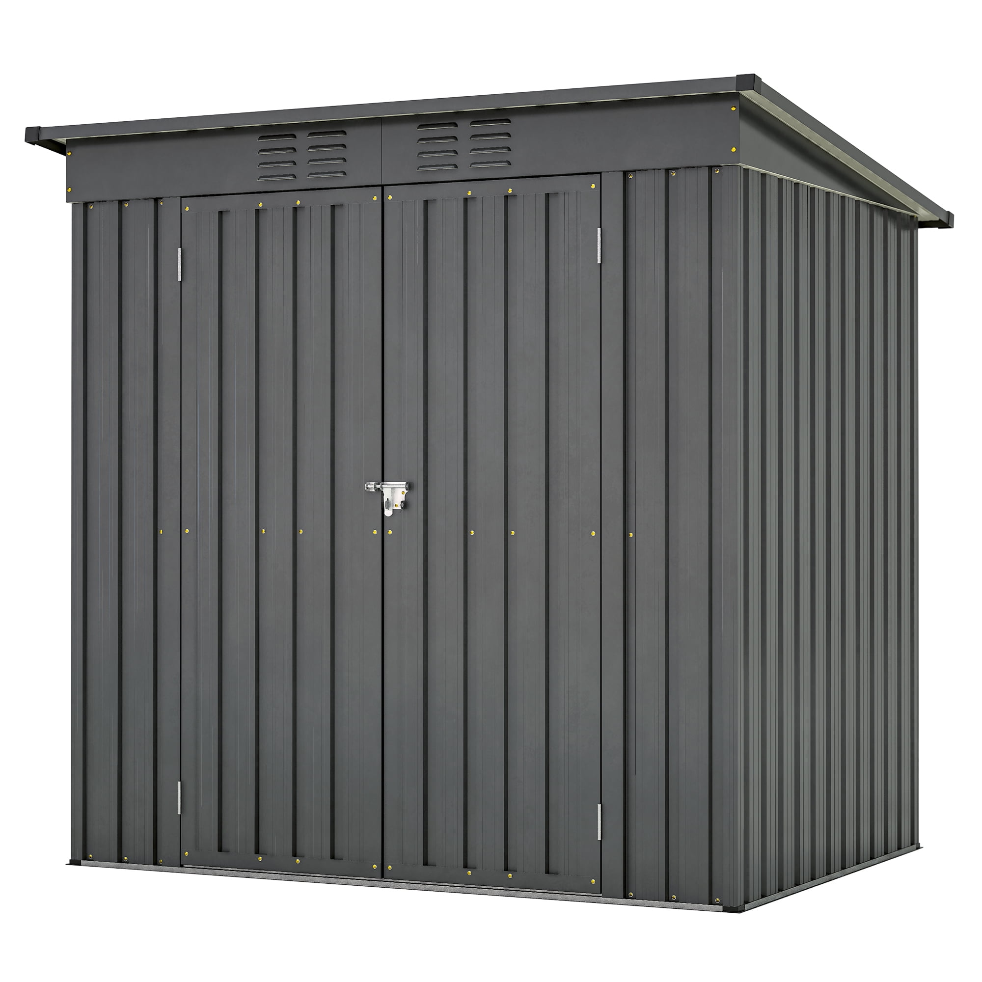 Mulinsonfly 6x4ft Outdoor Metal Storage Shed with Lockable Doors, Frame Floor & Weatherproof UV-Resistant Design - Garden Backyard Tool Shelter