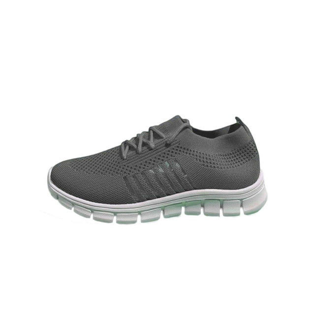 MAWCLOS Espadrilles Confortables pour Femmes Lacets Antidérapants Chaussures Décontractées à Enfiler pour Course Marche Gris Foncé 8