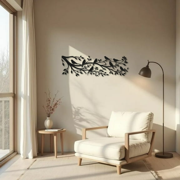 Birds Sitting on Tree Branches Metal Wall Art