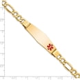 thumbnail image 2 of 10K Yellow Gold Semi-Solid Medical Soft Diamond Shape Red Enamel Figaro Id Bracelet (Width 13.5) (Length 8) - Jbsp, 2 of 5