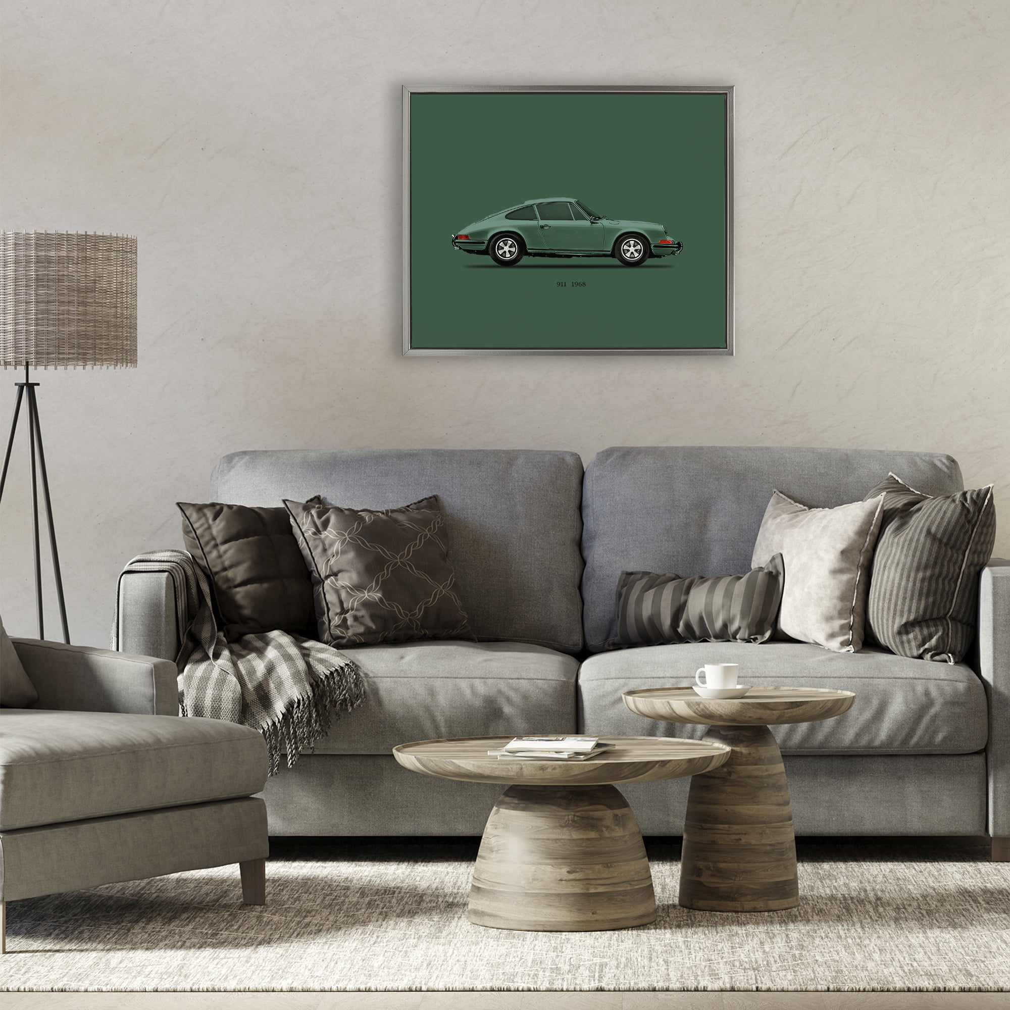 Stupell Industries Green Toned Classic Car Gray Framed Floater Canvas Wall Art, design by Mark Rogan