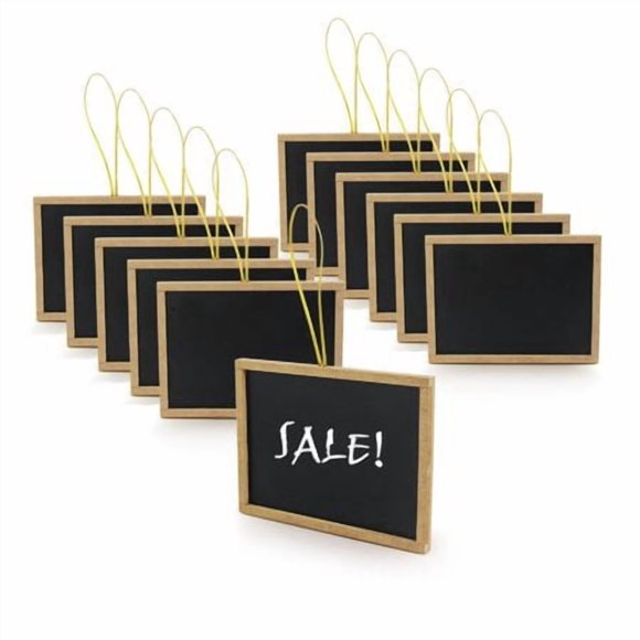 New Star Foodservice 27914 Rectangle Black Mini Chalkboard 3-Inch By 4-Inch Set Of 12