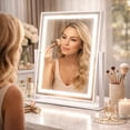 thumbnail image 2 of Hollywood Vanity Mirror with Lights, Lighted Makeup Mirror with 5X Magnification Mirror, 360°Rotation Touch Control 3 Color Lighting for Desks Bedroom Dressing Room, 2 of 5