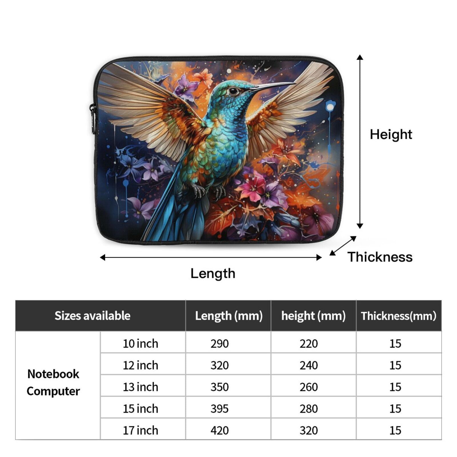 Laptop Case Protect Sleeve Bag Shockproof Protective Notebook Computer Cover 10 inch, Hummingbird Galaxy Art