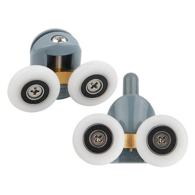 2x Rouleaux de Porte de Douche Pièces de Rechange Accessoires de Fixation de Porte Coulissante Poulies Roues Rondes Matériel de Rail pour Portes Courbées Roues Gris 23mm