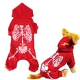 thumbnail image 1 of Ropa de poliéster para perros y gatos, chaleco suave para disfraz de Halloween con estampado de calavera luminosa, color rojo, 1 of 8